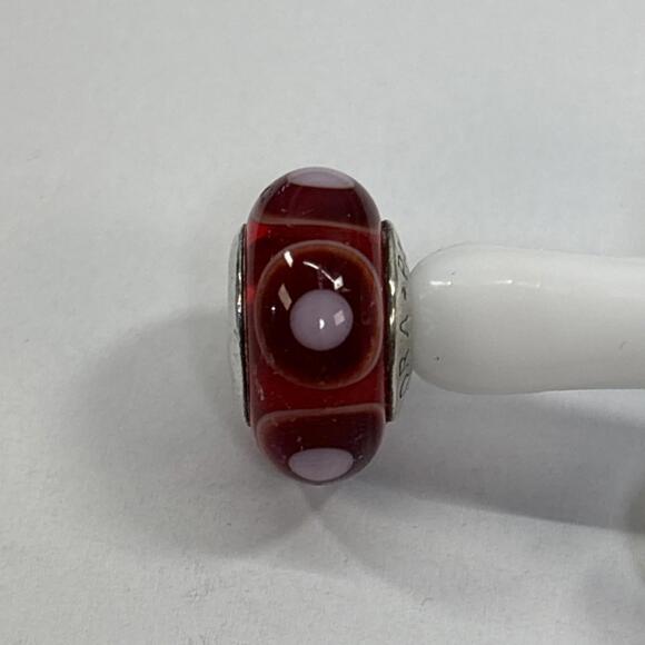 Pandora Retired Red Stepping Stones Murano Glass Charm (790909) - Picture 6 of 6